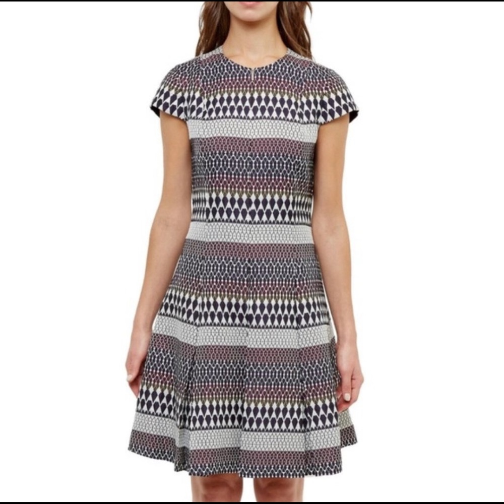 Ted Baker London Glitty Metallic Jacquard Fit and Flare Dress